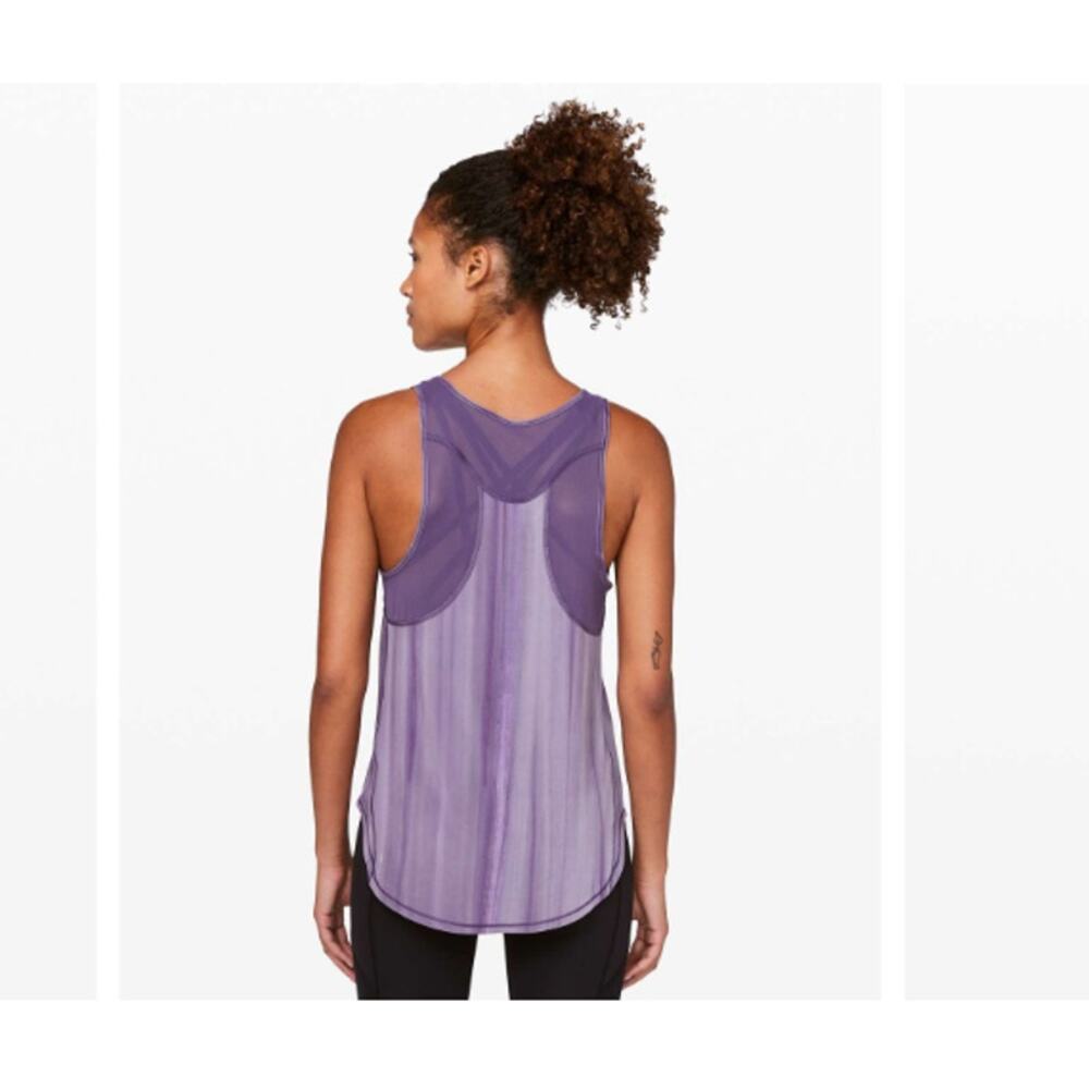 Lululemon Sculpt Tank Top Brushed Spray Dye White Purple Ink | Size 8 - Picture 3 of 7